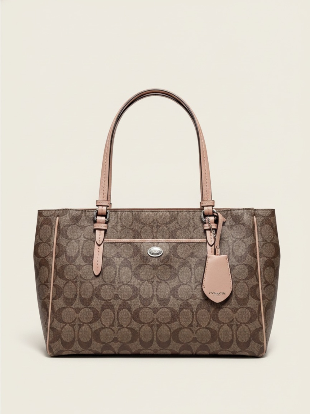 Coach Peyton Jordan Double Zip Carryall Tote Signature Brown